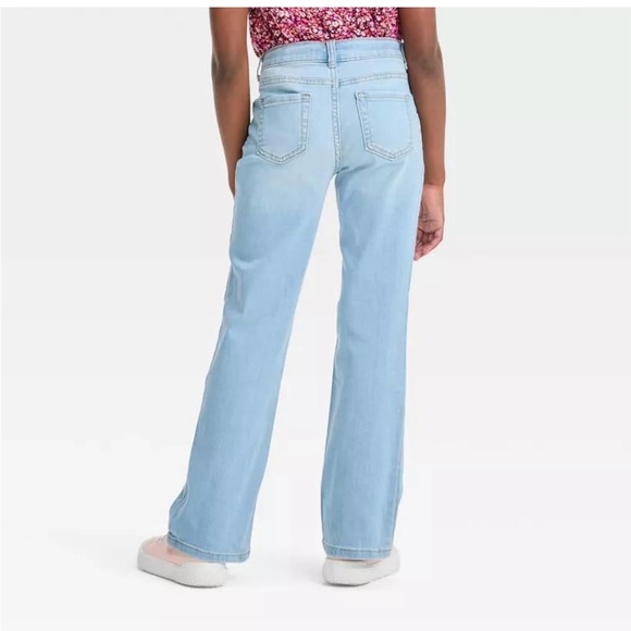 Cat & Jack Girls' Mid-Rise Bootcut Super Stretch Jeans Dark Wash - size 10 - Picture 5 of 11